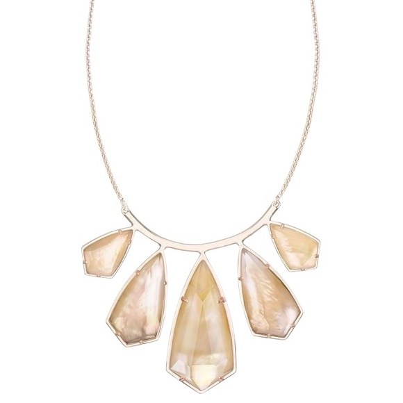 Kendra Scott Rhyan Rose Gold Statement Necklace in Brown Mother of Pearl - Picture 8 of 8